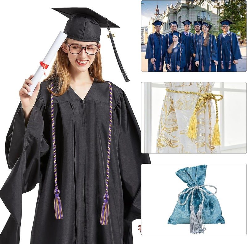 Leislam Purple Gold Graduation Honor Cords, 67" Braided Cords for Graduation Decorations, Bachelor Gown for Student Master Doctoral - Image 5